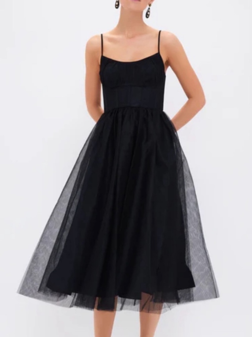 Zimmermann Black Tulle Corset Midi Dress NWT Size 3 US 10